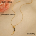 Detailed view of snake gold necklace with green zircon pendant, size 39+5cm and weight 4.4g - Necklace-Gold-Black Zircon