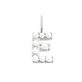 Letter E pendant with white imitation pearl in a silver-colored stainless steel frame - Letter E / Steel