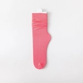 Women's thin coral pink velvet ice silk slouch socks with ribbed texture - One Size / Rose Pink