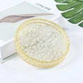 European crystal tray with gold rim and crushed stones for jewelry storage - Citrine