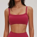 Dunkelmagenta-farbenes Yoga-Set mit Sport-BH und hoch taillierter Leggings für Damen - S / Kirschrot