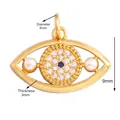 Evil eye charm dimensions 19x9mm with gold plating, zircon inlay and white pearl detail - Gold Pearl Eye