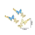 Gold butterfly pendant with blue opal wings and white zircon stones, 2.8cm charm - Double Butterfly - Starry Blue Opal