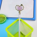 Pink glitter heart neutral pen with gold plating decoration and transparent barrel - Purple