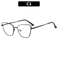 Chic black thin-frame cat-eye geometric eyeglasses in lightweight metal with C1 code - C1-Black
