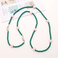 Dettaglio di perline in acrilico verde e cuori rosa con fermagli in metallo per catena fai-da-te - Cuore 2-in-1 Crossbody / Verde