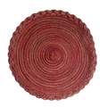 Round braided Christmas placemat with red and gold concentric weave and wavy border - Red