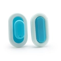 Blue and white silicone bath brush with hand strap and soft massage bristles - Light Blue Brush + Deep Blue Base