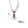 Silver letter I necklace pendant with colorful gemstones and white zircon stones - Letter I Style (N00445-1)