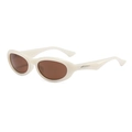 Retro oval contrast color sunglasses with beige frame and brown lenses for women - C5 Milky White Tea Lens
