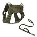 Tactical military green dog harness with bungee leash set for large breed training - Tactical Green Harness & Leash 2-Piece Set