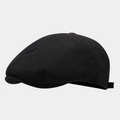 Detailed view of the black knit texture and brim of this classic retro flat cap - Adjustable / Black