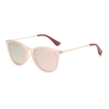 Pink translucent oval kids sunglasses with gold metal temples and mirrored lenses - Pink Frame Pink Mirror Polarized C4