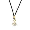 Collana in corda nera con ciondolo malocchio placcato oro e zirconi bianchi - Stile Malocchio (CB00636CX)