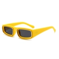 Retro small rectangle sunglasses with bright yellow frames and dark black lenses - Yellow Frame Grey Lens