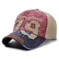Cappellino da baseball vintage color-block con ricamo New York 79 in bordeaux e kaki - Regolabile / Rosso Fronte Tesa Blu