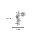 Silver stainless steel stud earring with floral turquoise stones and size markings - Size 11 / Silver