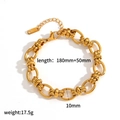 Detail of 10mm wide golden stainless steel chain bracelet with adjustable extension link - Gold Wide Chain with Extension Style (TB5137)
