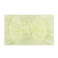 Soft pale yellow nylon headband for babies featuring a large knit bow accessory - Beige