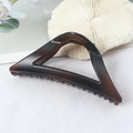 Tortoiseshell triangular hair claw clip in dark brown with matte finish for women - Matte Yellow Tortoise Shell