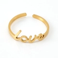 Anello regolabile in acciaio inossidabile placcato oro 18K con scritta Love corsiva - Stile Love (Z441) / Oro