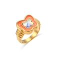 Golden butterfly ring featuring orange pink enamel petals and an iridescent center stone - US 7 / Acrylic Colorful Rhinestone Butterfly / Orange