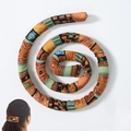 Flexible spiral hair tie with colorful tribal geometric patterns for ponytail and dreadlocks - Single Hair Tie / Ethnic Yellow