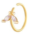 Goldener Schmetterlings-Nasenring mit klaren Zirkonia und offenem Reifen-Design - Kupfer / Schmetterling (6864)