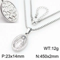 Collana box in acciaio inossidabile argento con ciondolo medaglia miracolosa da 45cm - 23*14mm Acciaio (KN299116-Z)