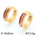 Golden hoop earrings with purple rectangular zircon stones, size 13x3mm weight 2.5g - Gold-Light Purple Style(KE118297-TGD)
