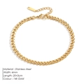 Chevillère gourmette en acier inoxydable plaqué or 14 carats de 4 mm pour femmes, 20+3 cm - 20+3CM / Or