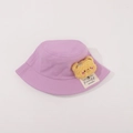 Purple kids bucket hat with a yellow plush bear and handmade label in casual style - CM8008 Plush Doll Series / Purple