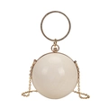 Elegant spherical pearl marble crossbody bag with rhinestone handle and gold chain - White