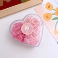 Pink macaron hair elastics in heart box with tulip card and cute bear sticker - 250 Pieces/Pack / Dark Pink + Light Pink