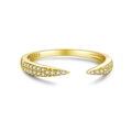 S925 sterling silver open ring in gold finish with sparkling white zirconia stones - Adjustable Open / 18K Gold Plated (S925 Sterling Silver)
