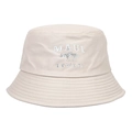 Cappello a secchiello beige Maui Hawaii con ricamo di palme bianche su fondo neutro - Regolabile / Bianco Sporco