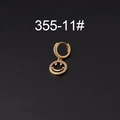 Gold-plated hoop earring featuring a micro-paved hollow smiley face charm pendant - Smiley Face Pendant Style (355-11#)