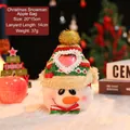 Christmas Snowman Gift Bag with transparent heart window and red green knit hat - Gold Ball Knit Heart Snowman