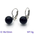 10mm black faceted crystal bead earrings with silver hooks for women 18x10mm size - Silver Black
