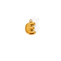 Macro view of a 3D bubble-style letter E pendant in a polished gold finish - Letter E