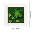3D wall hanging frame with green artificial succulents and white wood grain finish - Style 28A