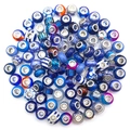 Flat lay of colorful blue and purple large hole glass beads for DIY bracelet making - Colorful Beads / Royal Blue (10g)