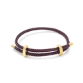 Adjustable brown braided 3mm wire rope bracelet with golden figure-eight buckle closure - Brown