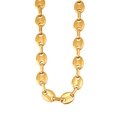 Polished gold finish stainless steel coffee bean chain necklace for men and women - Gold Color 8mm Necklace
