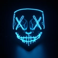 Halloween LED-masker met blauwe EL-draad in X-vorm voor enge cosplay-feestjes - Volwassene / Ijsblauw
