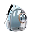 Light blue space capsule pet carrier backpack with transparent window and breathable holes - Aqua Blue Transparent Shell Space Capsule Black Ring