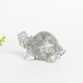 Cute turtle figurine made of natural gray spotted crystal stones for desk decor - Moonstone