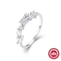 Exquisite S925 sterling silver ring with hollow design and sparkling zircon stones - US 7 / White Gold #6 (Marquise Band Ring)