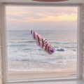 Pinza para el pelo morada iridiscente serie océano con textura de concha frente a la playa - Pinza de pico de pato de caracola púrpura (6*1.8cm)