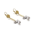 Long two-tone titanium drop earrings featuring silver infinity symbols and pearls - Gold Silver Two-tone Style (KE86837-KFC)